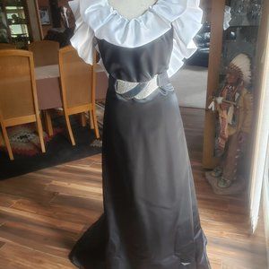 Black satin evening gown